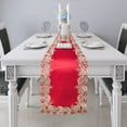 thumbnail image 5 of Gold Lace Burgundy Table Runner - Dresser Scarf European Embroidery - Perfect for Kitchen Dining Room Home Decor Wedding Receptions - 14 x 108 inches - The Tarantino Collection, 5 of 7