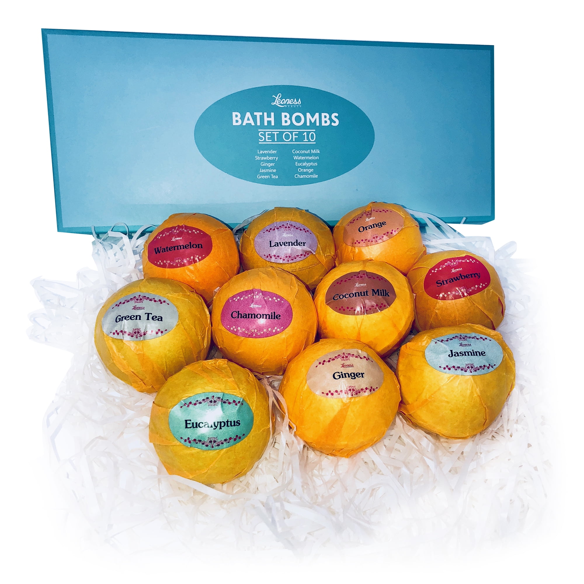 Bath Bombs Gift Set – Ten (10) Unique Scents in One Box – Aromatherapy – Relaxation in a Box
