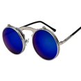 thumbnail image 2 of Steampunk Cyberpunk Round Sunglasses Flip Up Circle Goggles Retro Glasses, 2 of 2