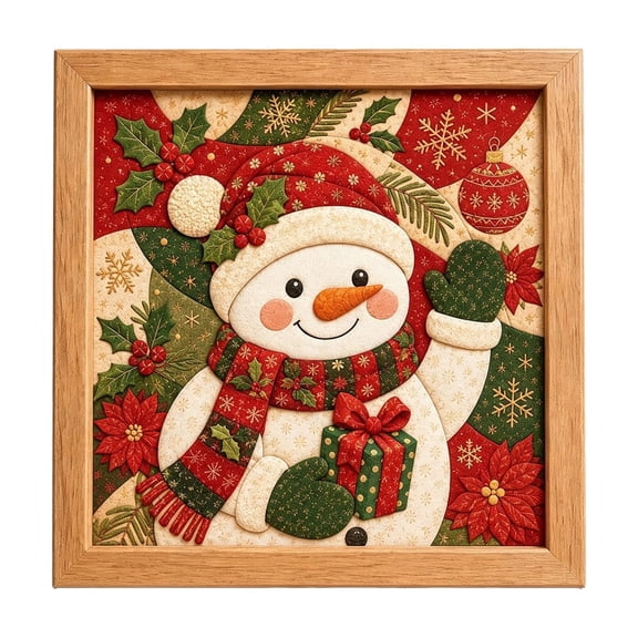 Twfbrm Christmas Kinusaiga Fabric Art Kit, 3D Mosaic Craft Kits with Wooden Frame and Tools, Holiday DIY Relaxing Handmade Art Project Christmas Decoration for Gift, Part, Home Decor