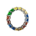 thumbnail image 2 of Multicolor Large Square Cubic Zirconia Eternity Ring Sterling Silver Size 8, 2 of 4
