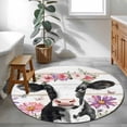 thumbnail image 4 of Round Area Rug 3ft, Summer Floral Cow Butterfly Non-Shedding Washable Area Rug, Farmhouse Animal Floral on Wood Non Slip Low-Profile Circle Rugs for Living Room, Bedroom Dining Room, 4 of 9