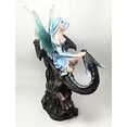 thumbnail image 3 of Large 13" Tall Blue Ice Frozen Lair Fairy With Black Skull Dragon Figurine, 3 of 5