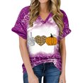 thumbnail image 1 of Camiseta con cuello en V para mujer Camiseta con estampado de Halloween Camiseta de manga corta Tops Pompotops hkajfhjk472999, 1 of 6