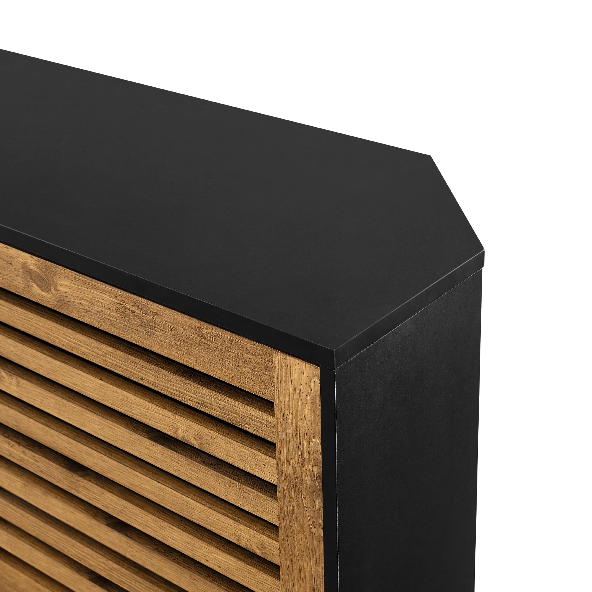 Manor Park Contemporary Boho Sliding Door Corner TV Stand, Black