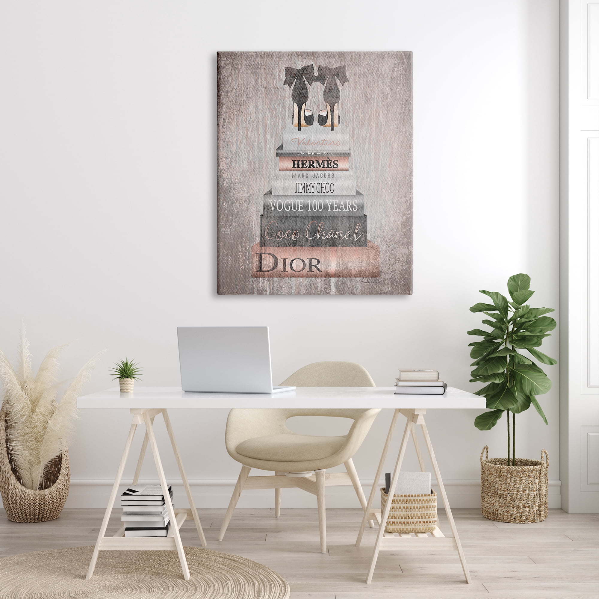 Stupell Industries Book Stack Heels Metallic Pink Canvas Wall Art by Amanda Greenwood