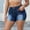 Dark Blue, variant on Sakmal Denim Women's Shorts Jeans Blue High Waisted 4" Plus Size Shorts with Pockets