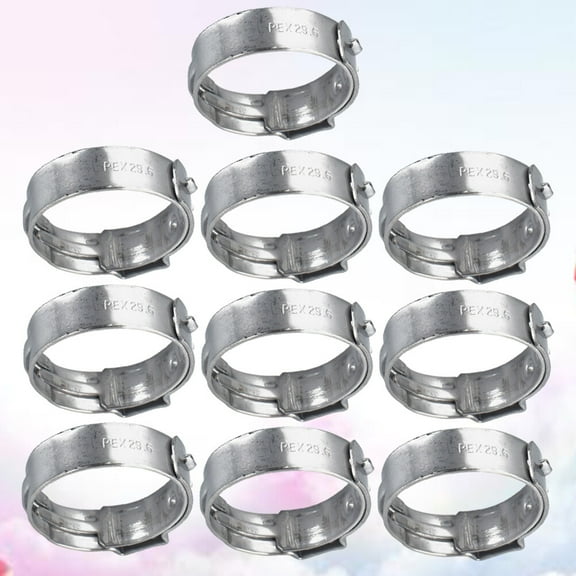 WORGEOUS 10pcs 1 Inch Water Hose Clip Single Ear Clamps Stainless Steel Silver