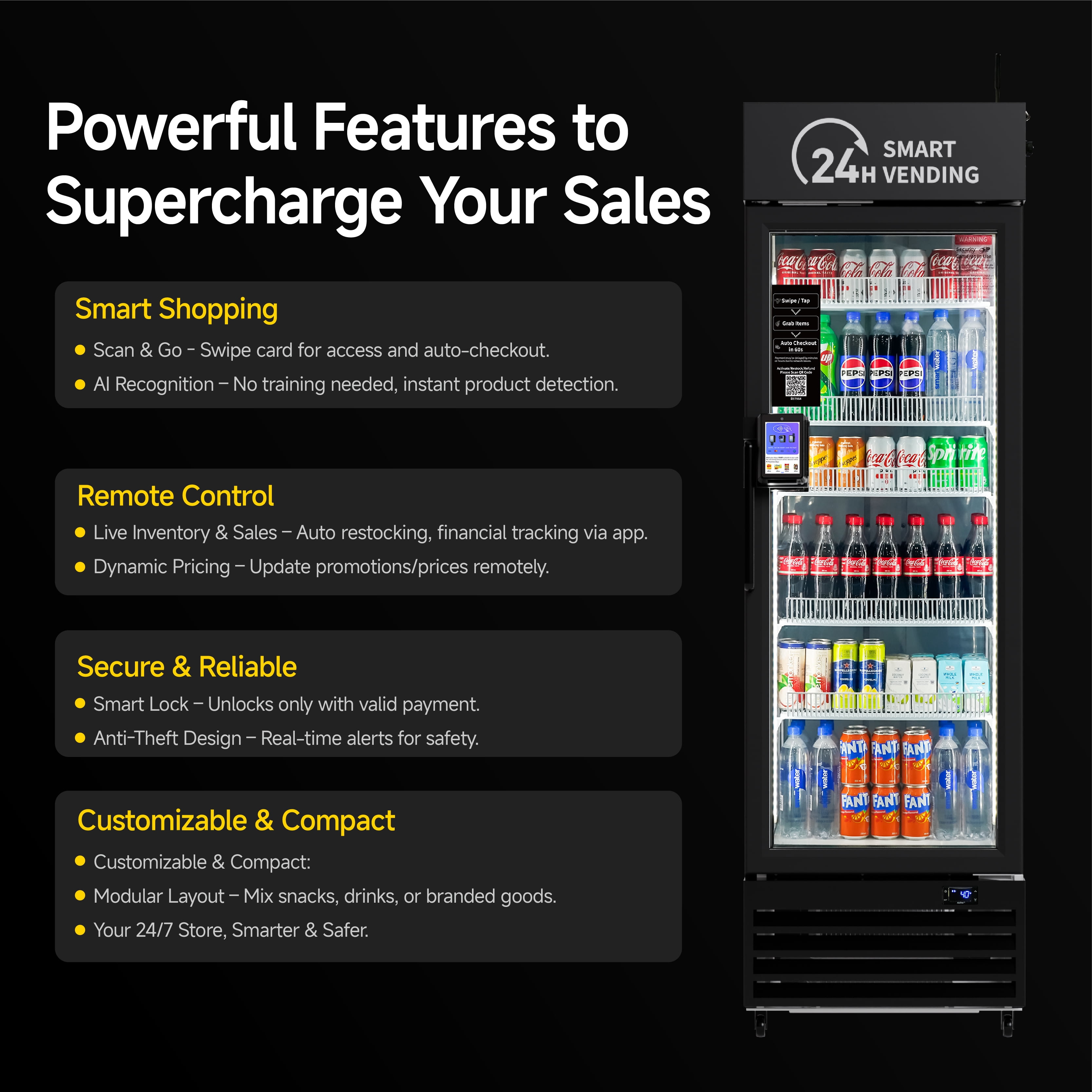 HAHA Vending Machine - 245-Capacity Commercial Refrigerated Unit for Offices/Schools/Gym