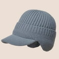 thumbnail image 4 of Outdoor Riding Elastic Warm Ear Protection Knitted Hat for Men Women  Unisex Fleece Warm Winter Hats with Visor Windproof Ear Flap, 4 of 4