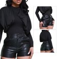 thumbnail image 2 of PU Leather Shorts for Women with Pockets High Waist Casual Bottoms Trendy Women's Bottoms for Fashion Individuals, 2 of 8