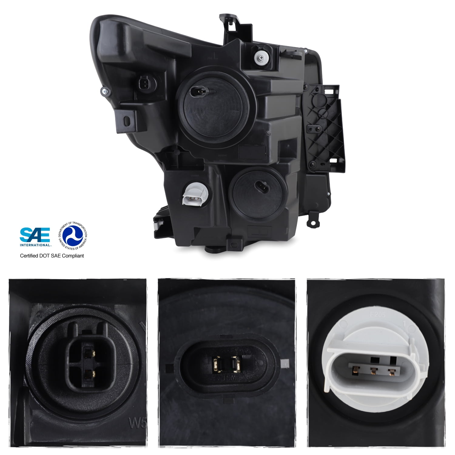 AKKON - Fits 2016-2024 Nissan Titan Projector Headlights w/ Tube LED Signal- Black Smoke Pair Housing