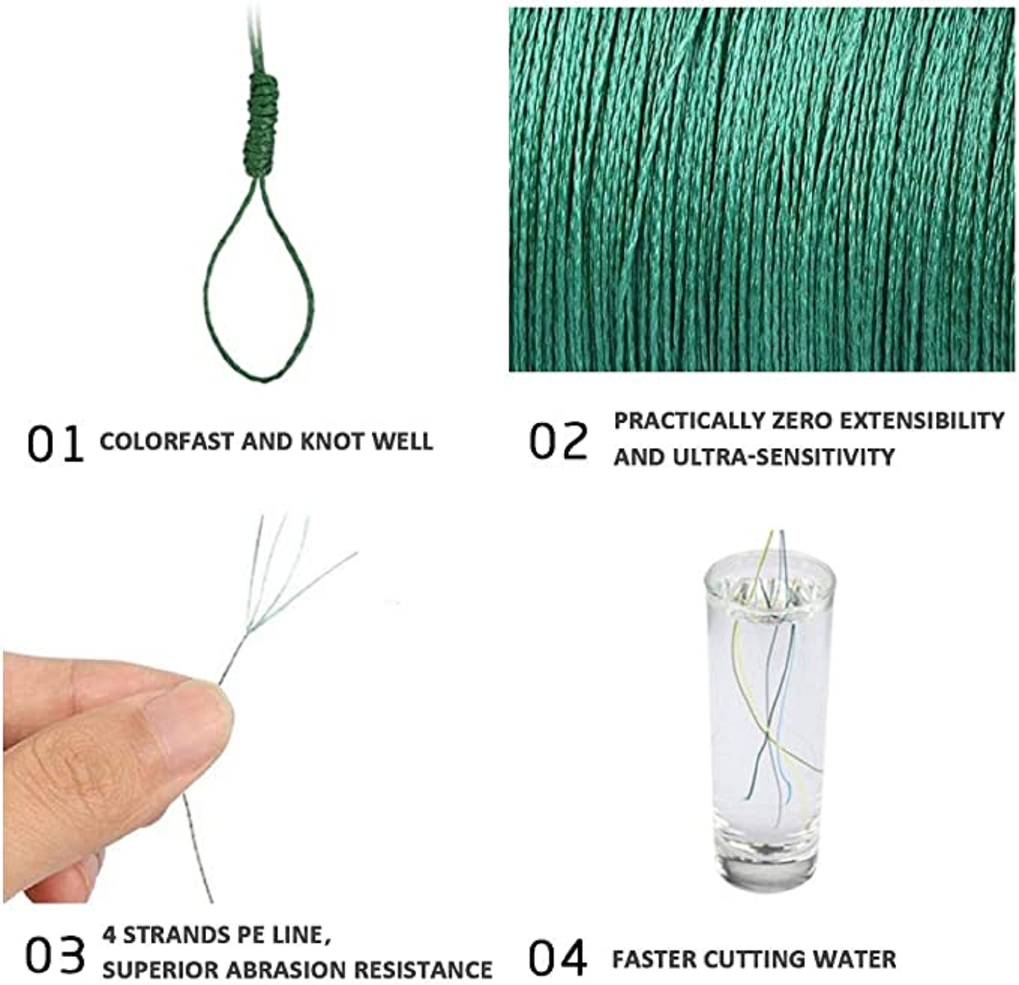 Goture 4-Strand Weave//Braided Fishing Line 8-124LB No Memory Smooth Finish-Improved Colorfastness