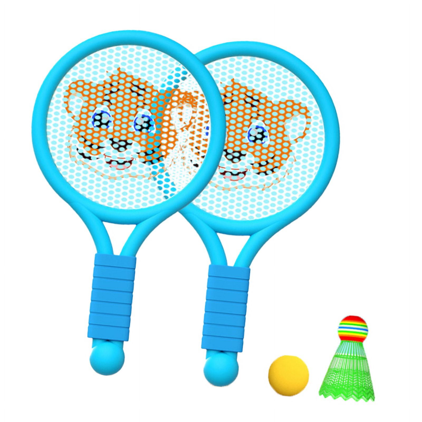 Fun Racket Toy for 3-7 Year Old Boys & Girls - Indoor/Outdoor Play Lightweight Blue Tiger Badminton Set for Kids