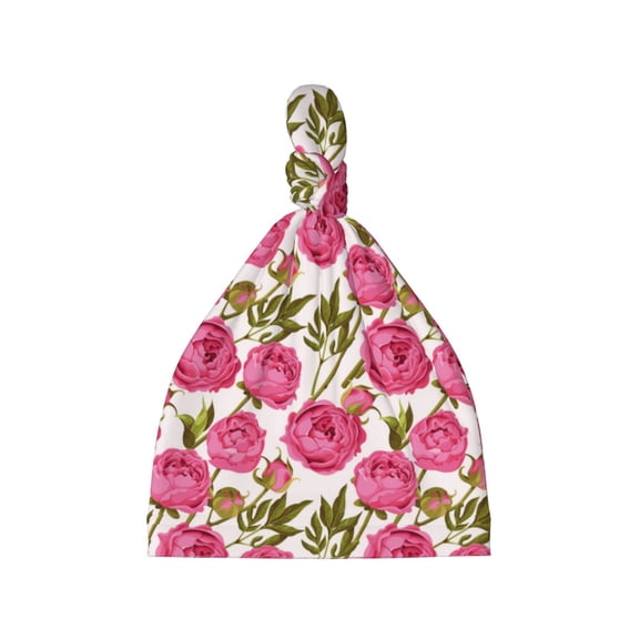 Picia Rose Flowers Printed Preemie Hats for Baby Girls Cotton Premature Knot Hats Newborn Hospital Cap Warm Knot Beanie Nicu for Preemie Girls and Boys