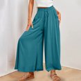 thumbnail image 2 of Posijego Womens Wide Leg Pants High Waist Drawstring Lounge Pants Loose Flowy Beach Pants with Pockets, 2 of 7