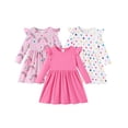 thumbnail image 1 of Conjunto de Vestidos para Niñas PATPAT 3 Piezas Manga Larga Rosa 5-6 Años, 1 of 9