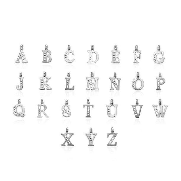 Wjd Exclusives 14k White Gold 0 ct Created Diamond Initial Alphabet Letter Pendants A Z Walmart Com Walmart Com