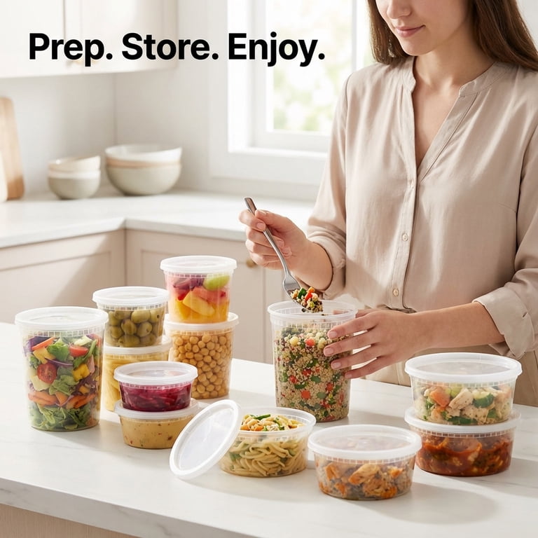 JoyServe, Food Storage Containers, 48 Sets with Lids, 24-32 Oz