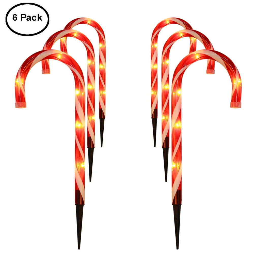 Candy Cane Lights Cane Candy Decorations Outdoor Pathway Light with