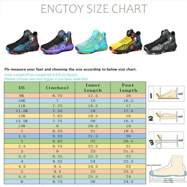 Engtoy Kid's Basketball Shoes Boys Sneakers Girls Trainers Comfort