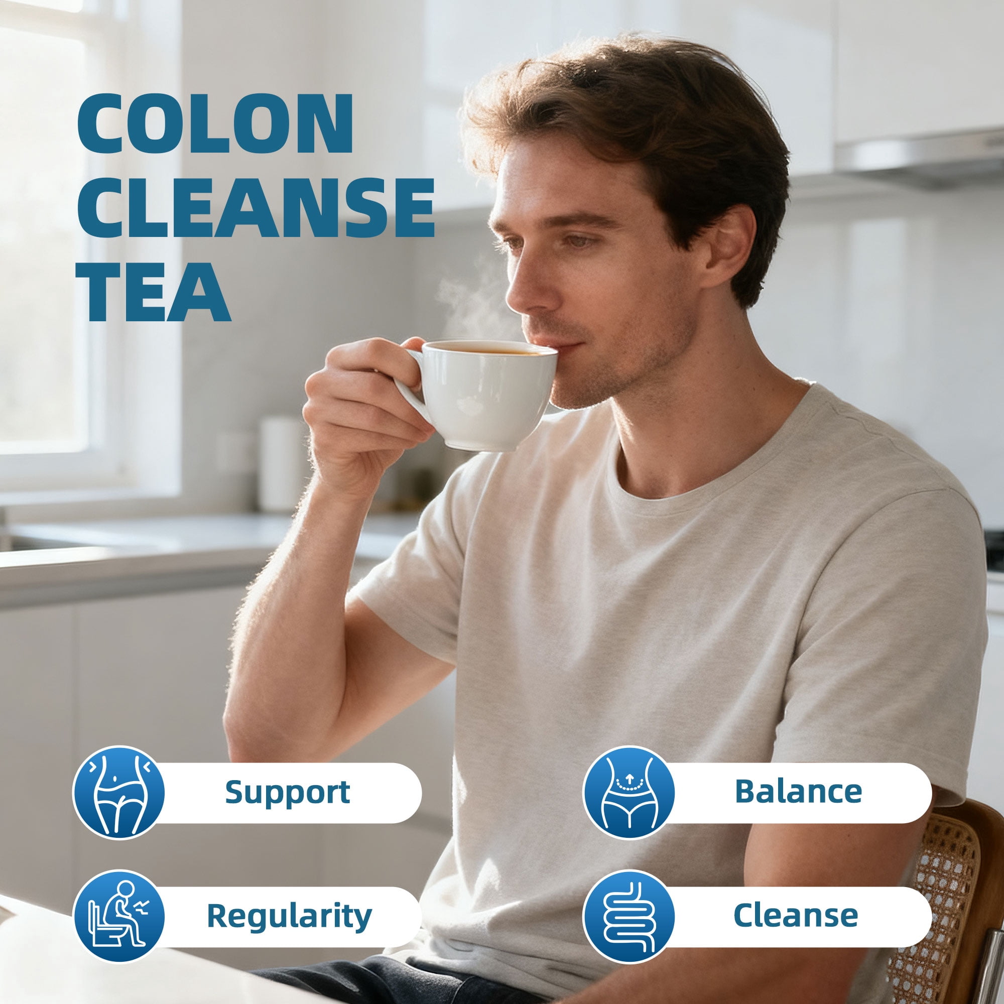 Gudcoix Herbal Colon Cleanse Tea, Digestive Support, Natural Detox Blend, Caffeine Free, Non GMO, 14 Bags