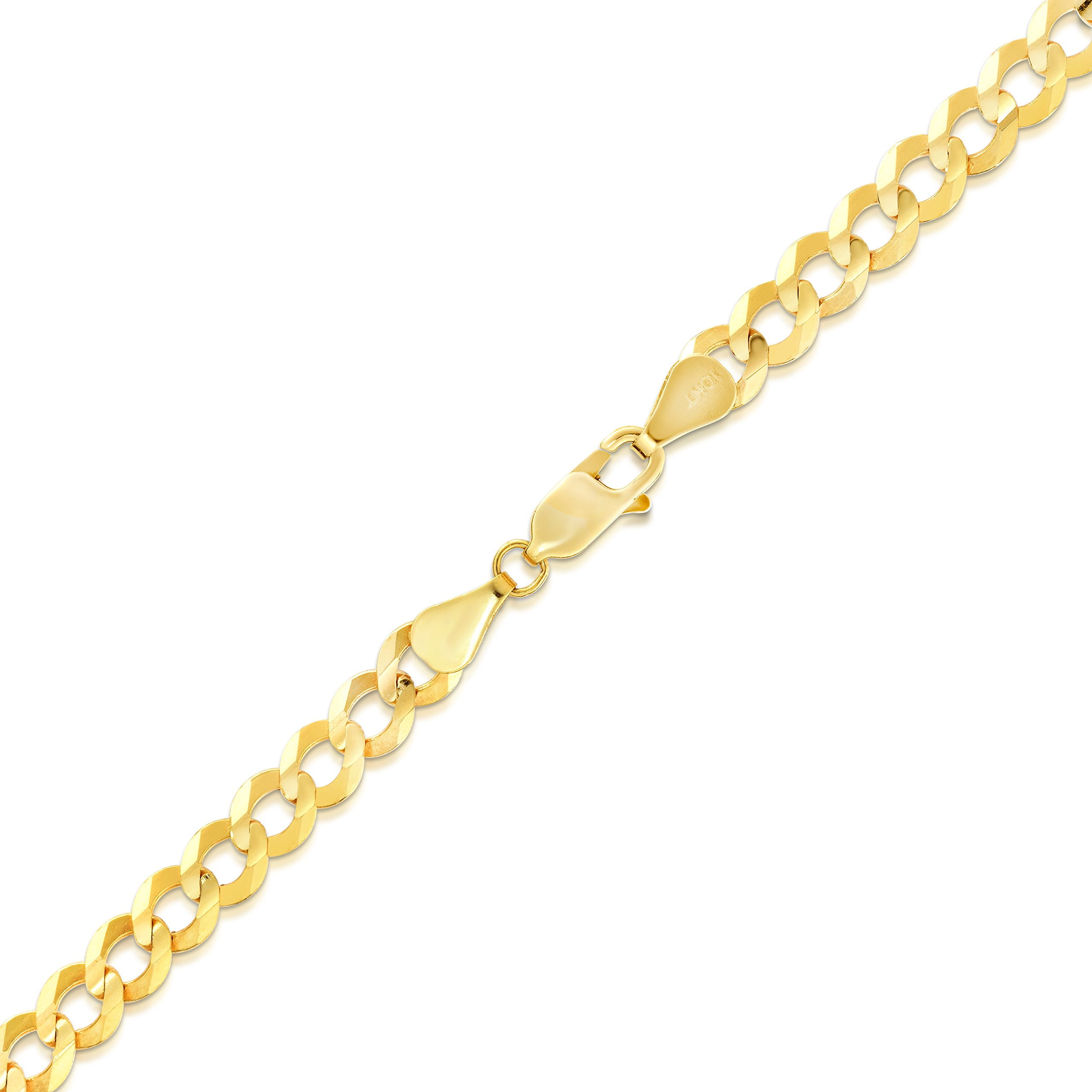 Floreo 10k Yellow Gold 5mm Solid Curb Cuban Link Chain Necklace
