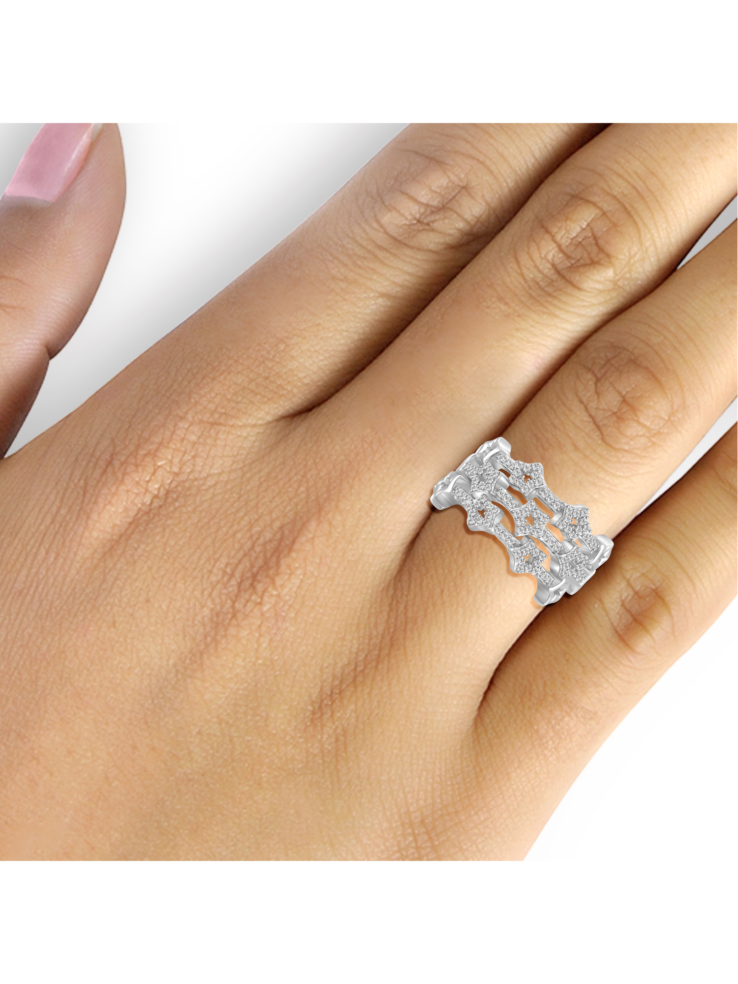 JewelersClub Stackable Diamond Rings for Women – 1/3 Carat White Diamond Ring Jewelry– 0.925 Sterling Silver Stackable Bands for Women –– Stackable Ring Set by JewelersClub