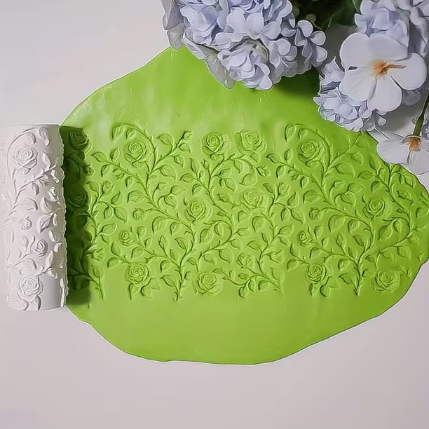 Molde de rodillo de arcilla en relieve de rosa de vid gótica - Adecuado for estampado de arcilla polimérica y fabricación de joyas