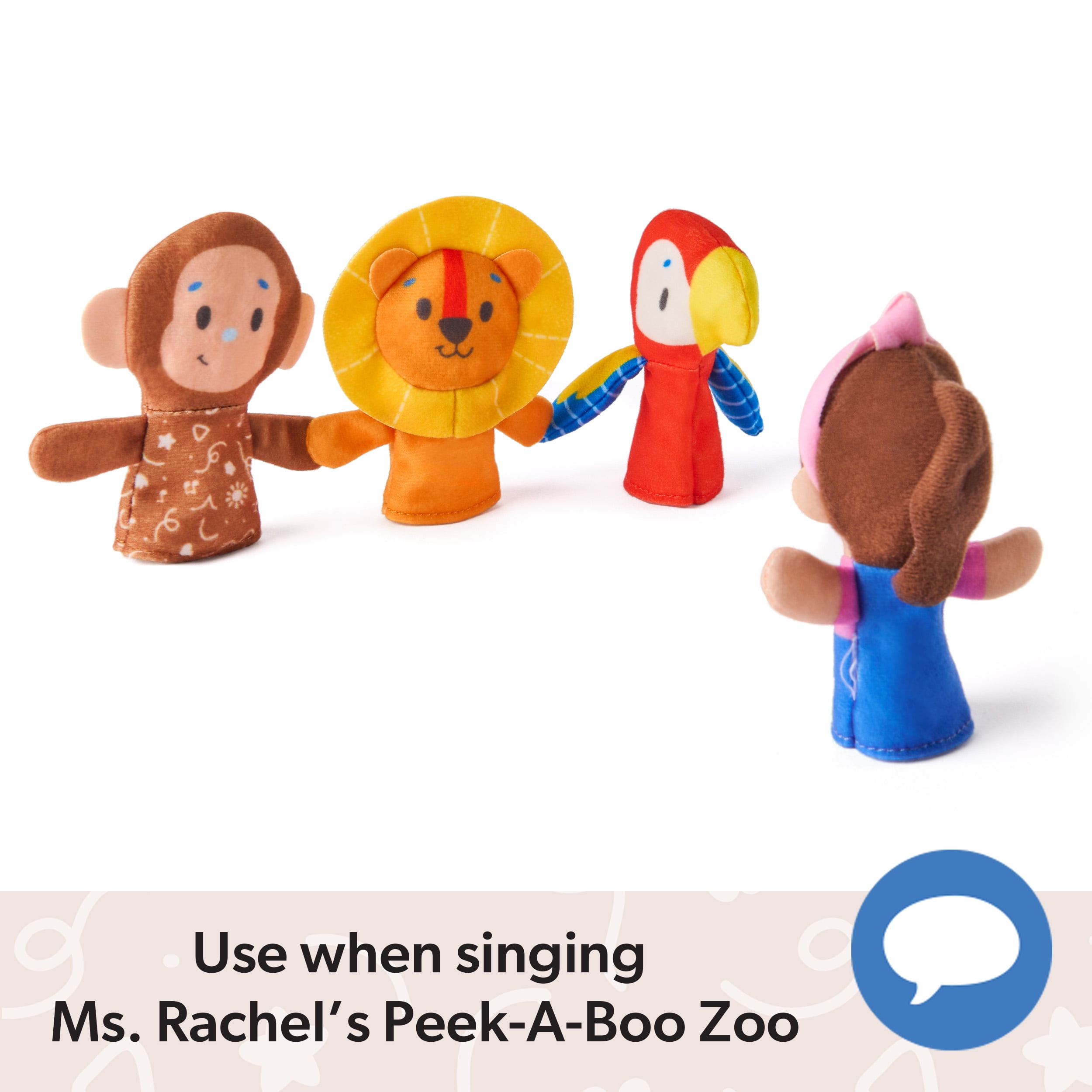 Ms. Rachel Finger Puppets Zoo Friends 4-Pack, for Kids Ages 6 Months and up