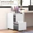 thumbnail image 3 of White 2-Drawer Vertical Steel Filing Cabinet on Wheels - Lockable Office File Cabinet for A4, Letter & Legal Size Documents - Ideal for Home or Office Storage, 3 of 7
