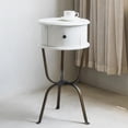 thumbnail image 6 of Chic White Round End Table with Drawer - Solid Wood & Metal Legs, Perfect for Living Room or Bedroom, 6 of 6