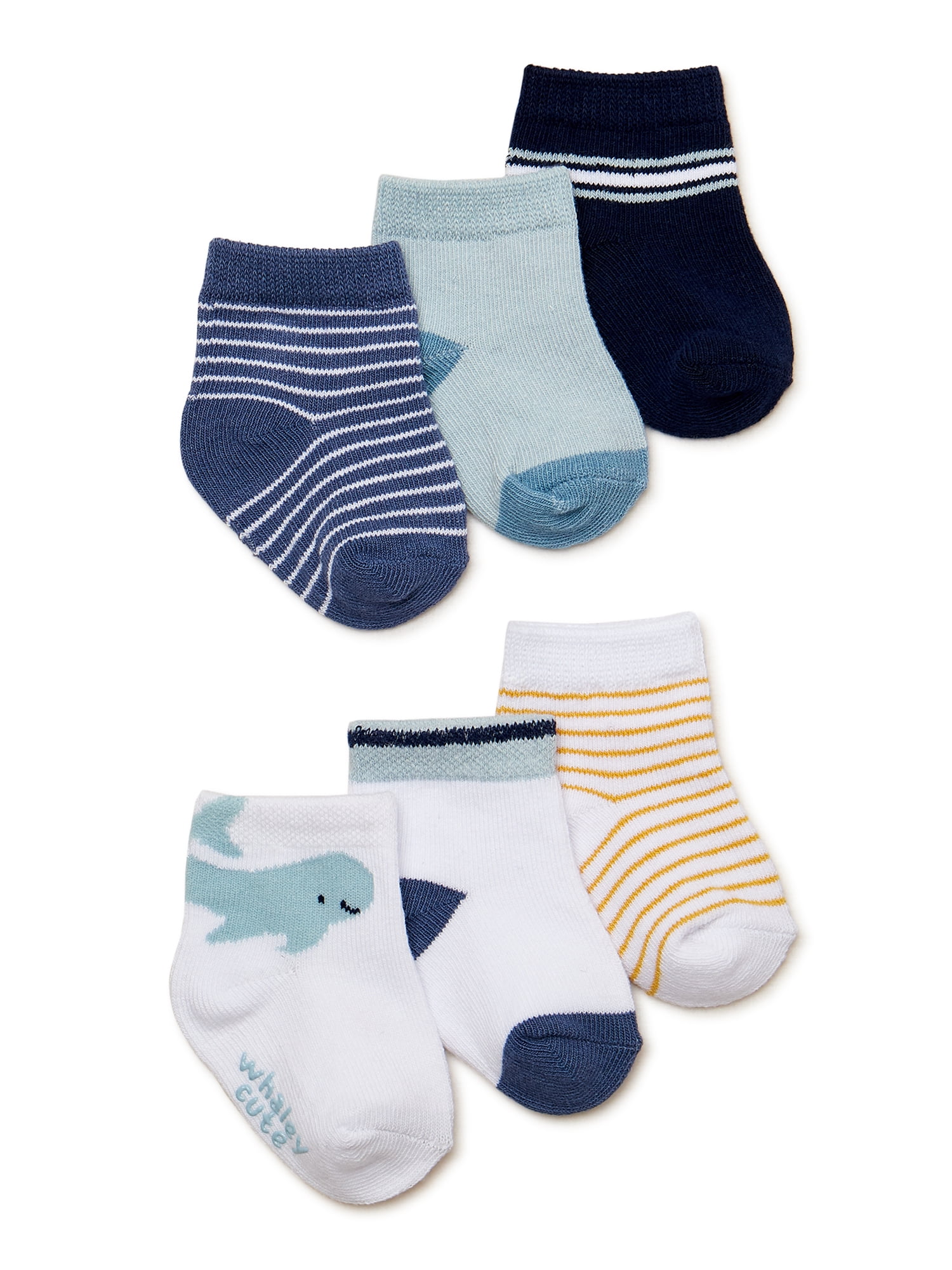Carter's Child of Mine Infant Boy Whale Crew Socks, 6-Pack, 0-6M