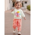 thumbnail image 5 of BemeyourBBs Baby Girl My First Birthday Outfit One Years Old 1st Birthday Fall Winter Clothes Long Sleeve 1st Birthday Letter Embroidery Crewneck Sweatshirt Tops Plaid Pants Set, 5 of 9