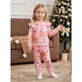 thumbnail image 3 of Cjfdfy Toddler Baby Girl Christmas Outfits Gingerbread Man Print Long Sleeve Ruffle Sweatshirt And Pants Infant Cute My Christmas Fall Winter Outfit 0-3Y, 3 of 9