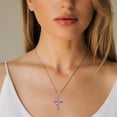 thumbnail image 3 of YIFSIY Rotated Crown Cross Necklaces 925 Sterling Silver Round Cut February Amethyst Faith Cross Birthstone Pendant Necklace for Women, 3 of 7