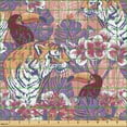 thumbnail image 2 of Ambesonne Wildlife Fabric by the Yard Upholstery, Toucans Tigers and Leaves, 2 Yards, Coral Ceil Blue, 2 of 5