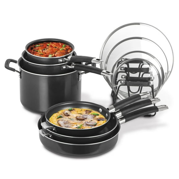 Cuisinart batterie de cuisine empilable en antiadhésive - N51I-11BKC 11 pièce