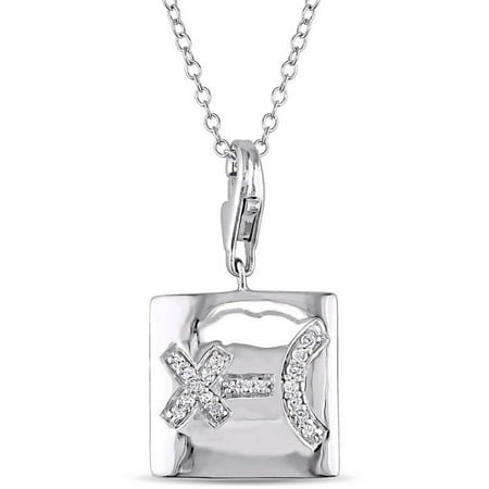 Miabella 1/8 Carat T.W. Diamond Sterling Silver Square Emoticon Pendant, 17