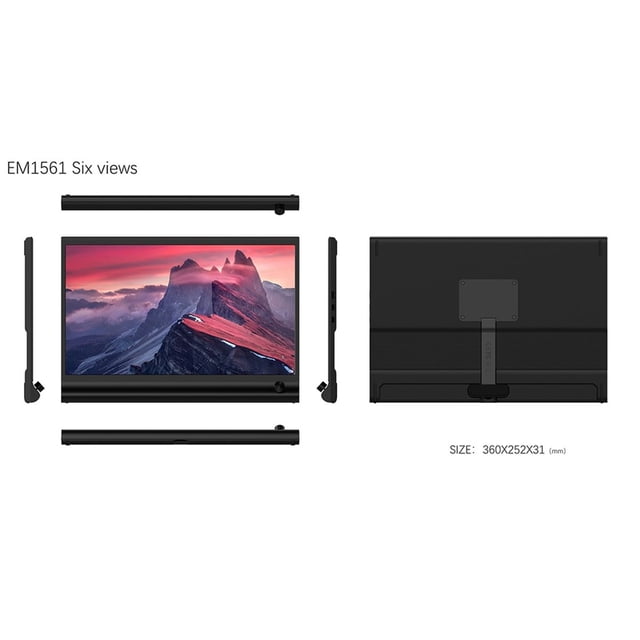 15.6 Inch EM1561 Laptop Portable Monitor, External Second Monitor ,Plug and Play, for Laptop Notebook