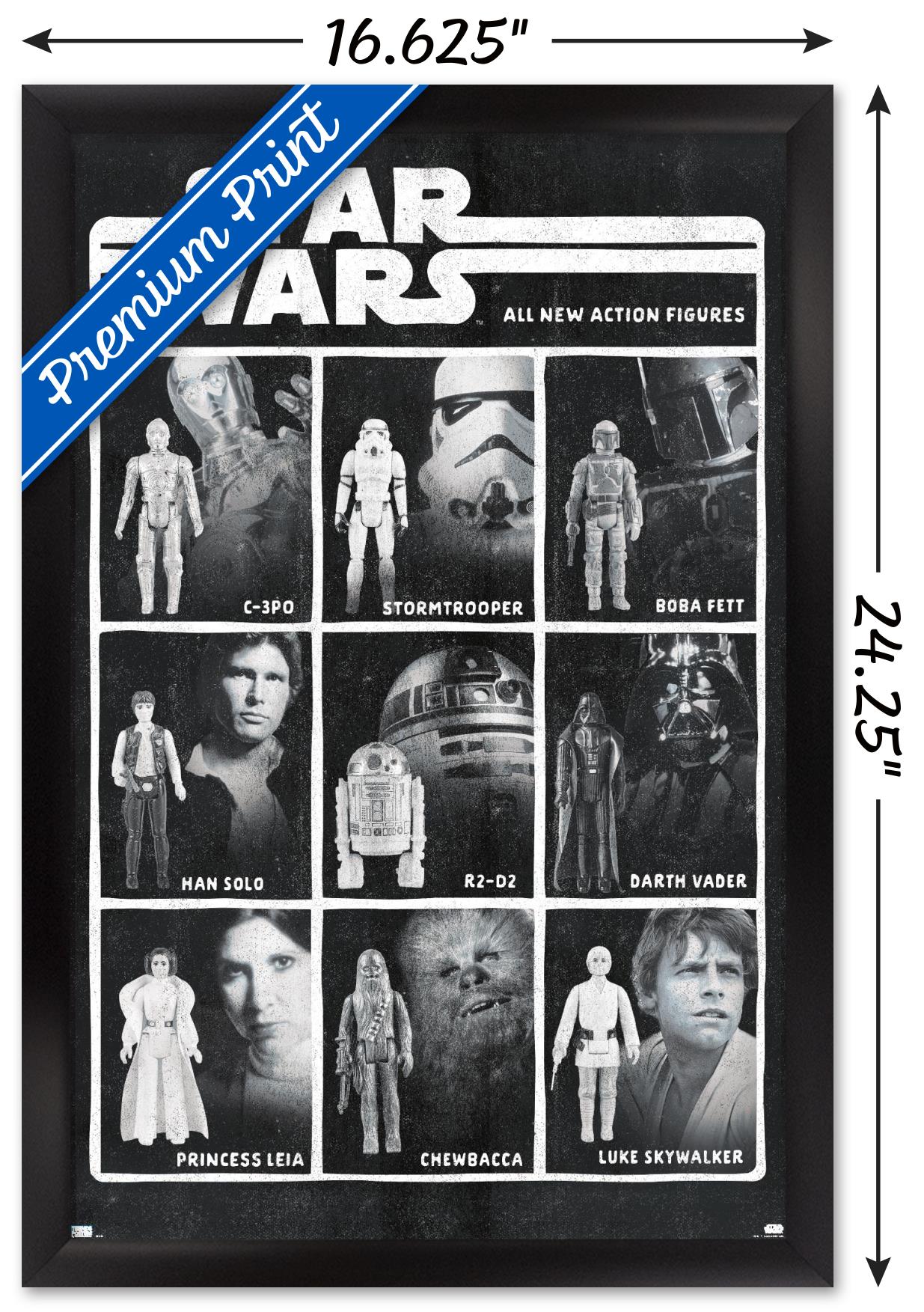 Star Wars: Saga - Action Figures Wall Poster, 14.725" x 22.375", Framed