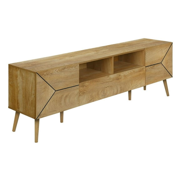 Monarch Specialties Tv Stand, 72 Inch, Console, Media Entertainment Center, Storage Drawer, Walnut Laminate, Mid Century, Modern