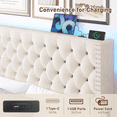 thumbnail image 3 of Blotout- Queen LED Upholstered Bed Frame with Wingback Headboard, Velvet Diamond Button Tufted Bed Frame USB & Type-C Ports and Side Pockets, Wood Slats Support, No Box Spring Needed, 3 of 10
