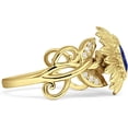thumbnail image 5 of Sunflower Twisted Vine Leaf Ring Blue Sapphire Cubic Zirconia Yellow Tone 925 Sterling Silver, Size 9, 5 of 7