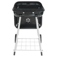 thumbnail image 2 of 17.5" Square Charcoal Grill - Black Steel BBQ Grill with Wheels - Portable Outdoor Grill for Patio, Backyard, Camping - Adjustable Dampers, 2 of 6