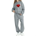 thumbnail image 3 of ATOGUTA Girls Kids Set Clothing Valentine's Day Sweatsuits Pant Set Long Sleeve Athletic Sweatshirts and Sweatpants with Pockets Size 2T-13, Gray, 3 of 5