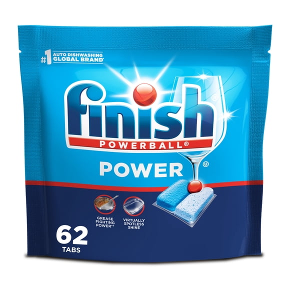 Finish Power Dishwasher Pods, No Pre-Rinse Dishwasher Detergent Tabs Soap, Deep Clean, 62 Count