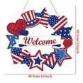 thumbnail image 2 of FastXmas 4th of July Decoration, Wooden Welcome Wreath For Front Door Red White And Blue Star Sign Patriotic Memorial Day Porch Wall Door Outside 250th Anniversary Decor(12*12 In), 2 of 8
