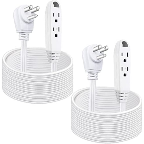 Kasonic 12 Feet 3 Outlet Extension Cord 2 Pack - Triple Wire Grounded Multi Outlet, 16/3 SPT-3, 13 Amp, 125V, 1625 Watts, UL Listed (White)
