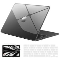 IC ICLOVER Case for MacBook Air 13.6 Inch A3240 A3113 A2681, Snap On Hard Shell&Keybord Cover&Screen Film for MacBook Air 13.6" M2 M3 M4 Chip, Crystal Black